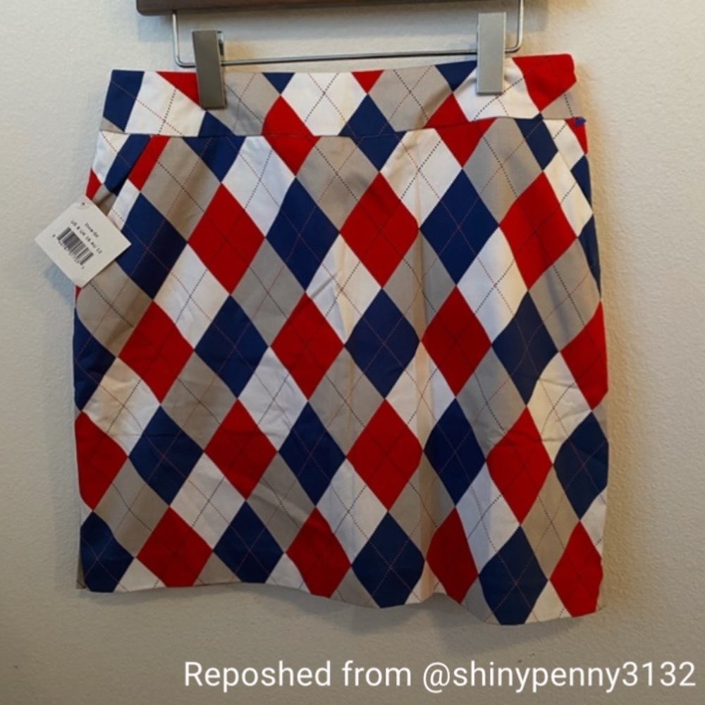 ❤️🎲 Loudmouth Red & Blue Argyle Women’s Golf Skirt Size 8 💙